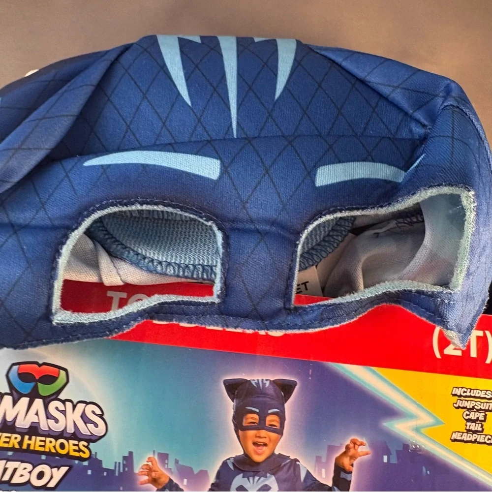 PJ Masks CATBOY Halloween Costume Mask Cape Tail Toddler Size 2T‎ Blue New